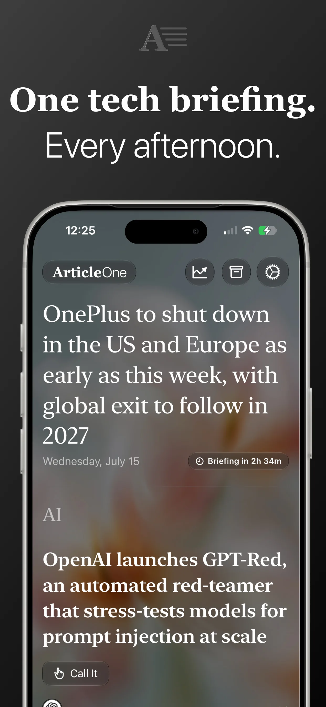 Article One — one tech briefing every afternoon