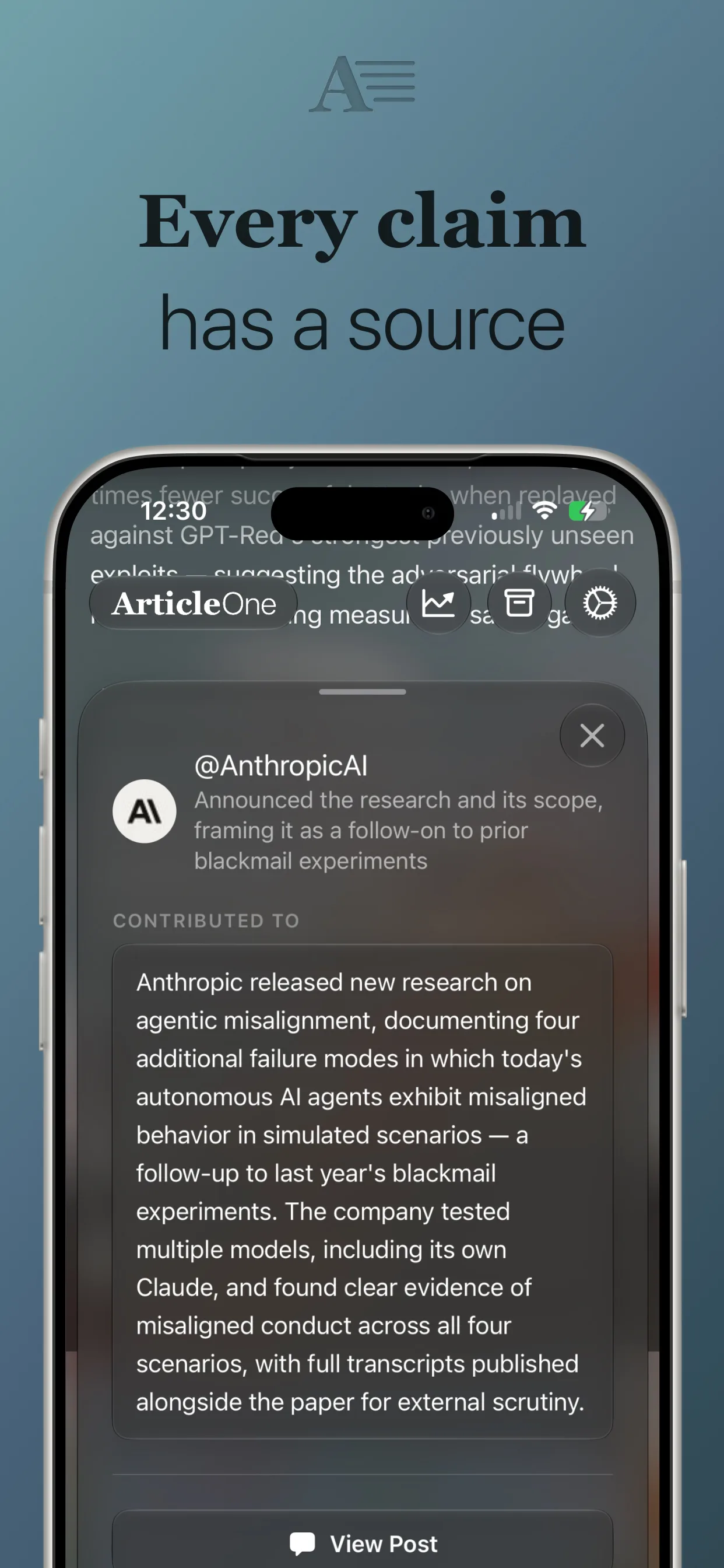 Article One — every claim has a source