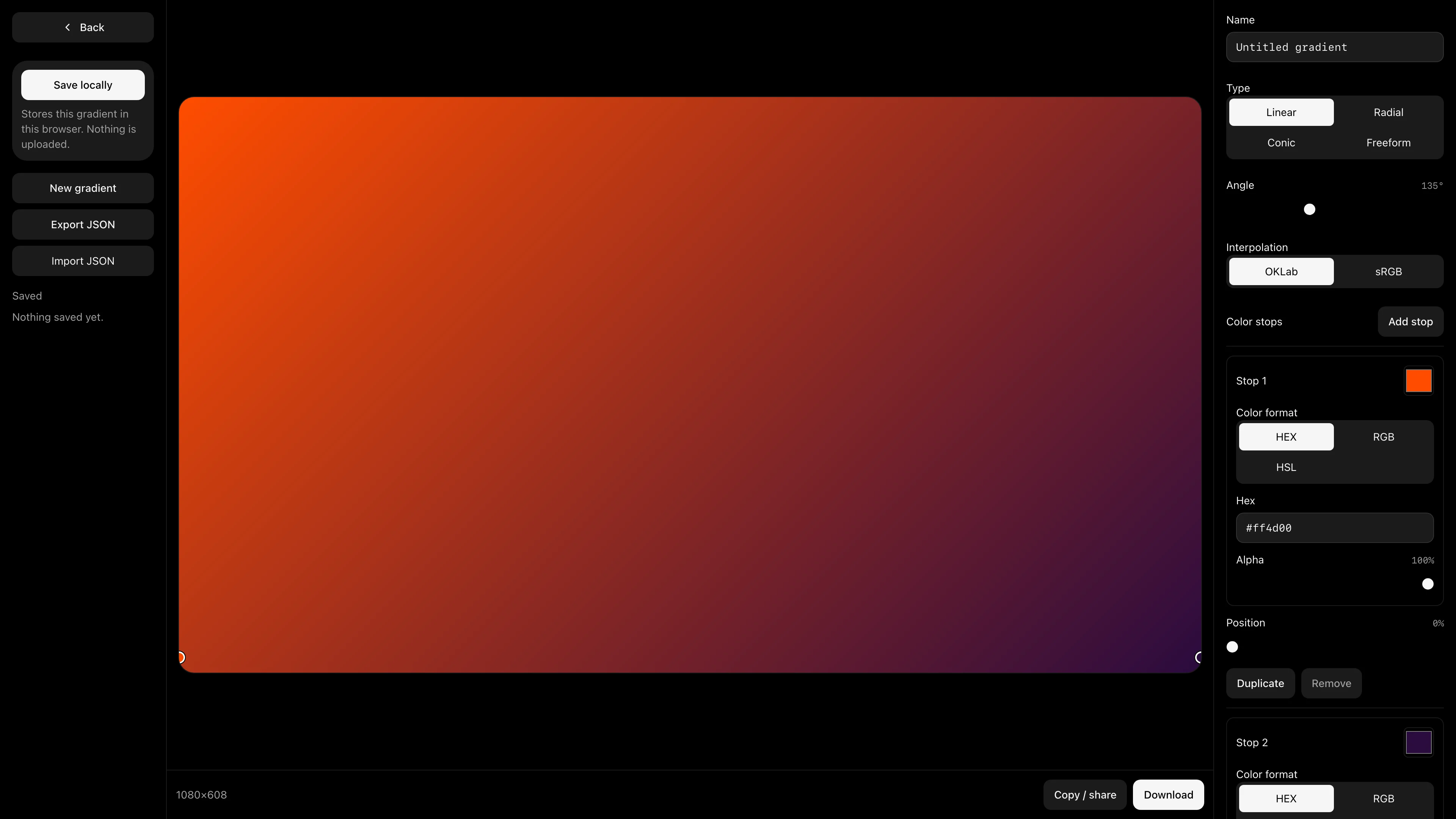 FoxKit Gradient Studio with gradient controls and a large canvas