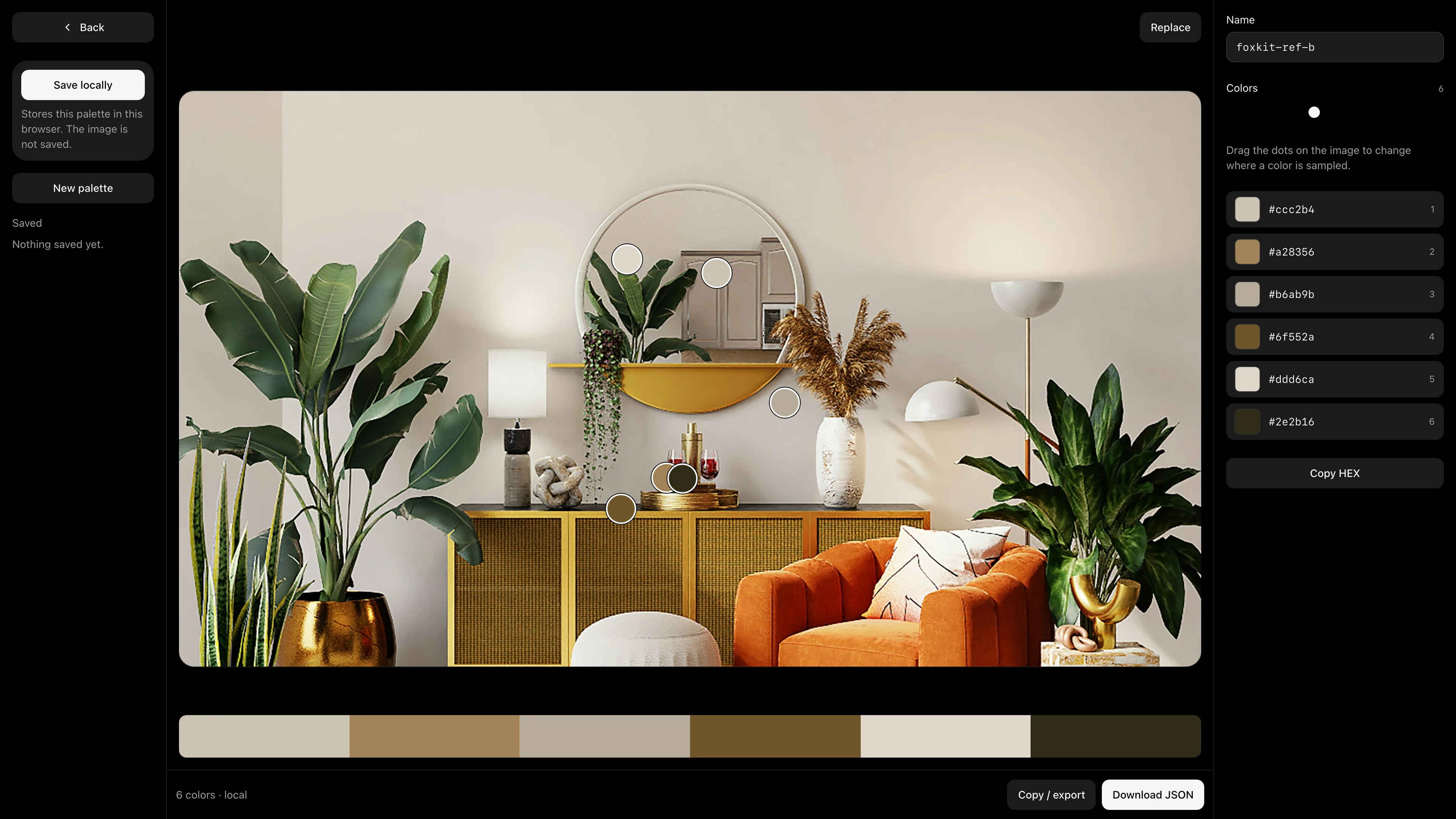 FoxKit Palette extracting colors from a photograph