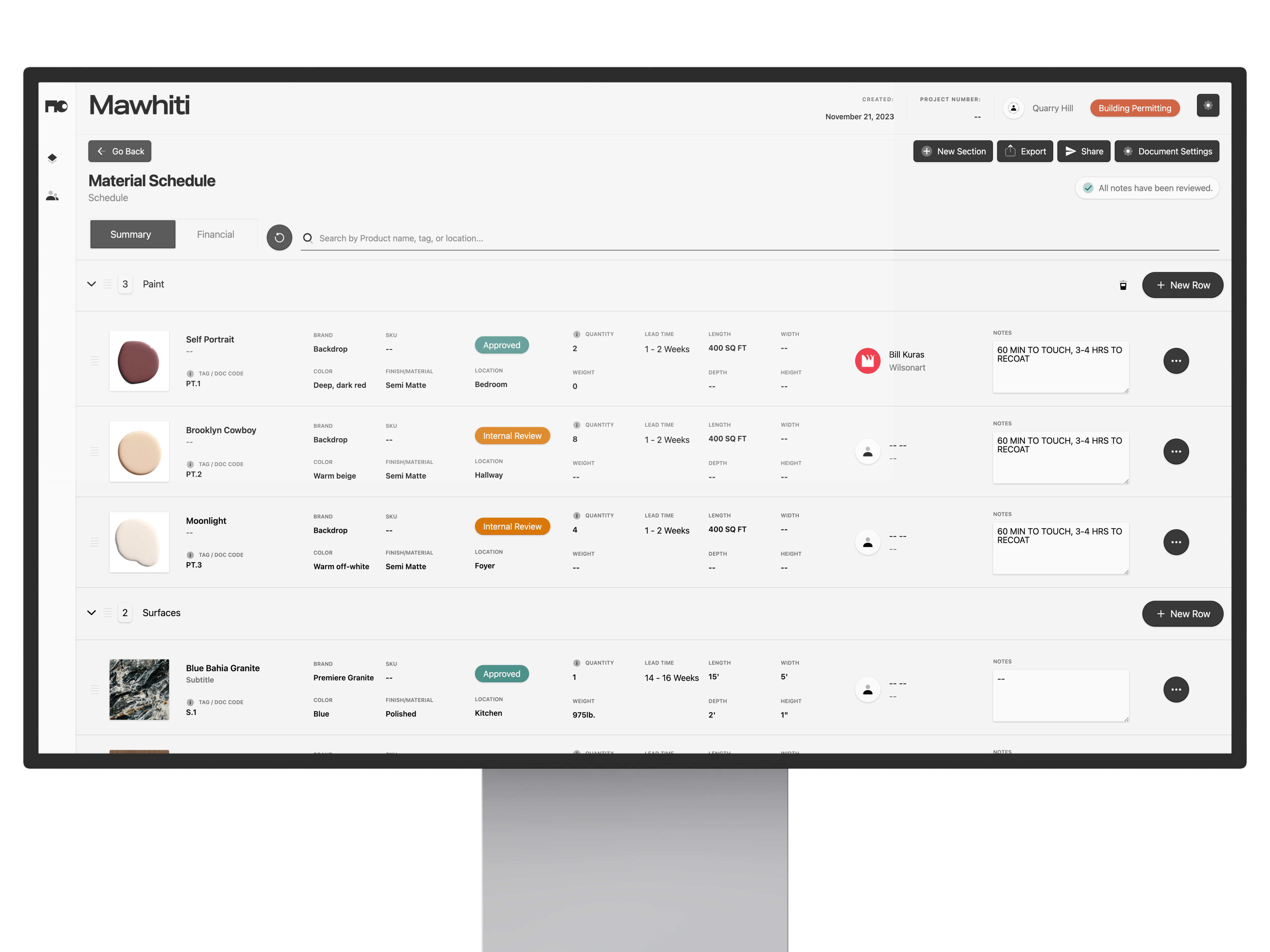 Material Space mockup
