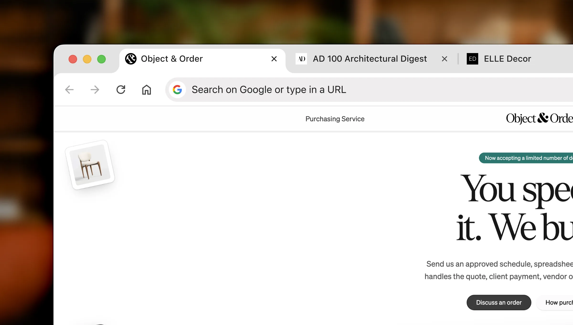 Object & Order in a browser tab